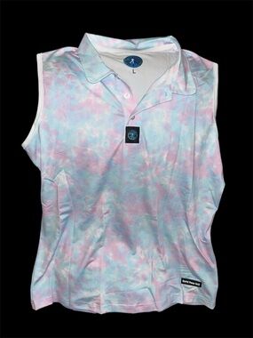 Sleeveless Tie-Dye Polo - Pastel Pink & Blue World Peace Gulf shirt. New